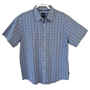 Gap Men's Asher Blue Plaid Button Down Short Sleeve Shirt New With Tags